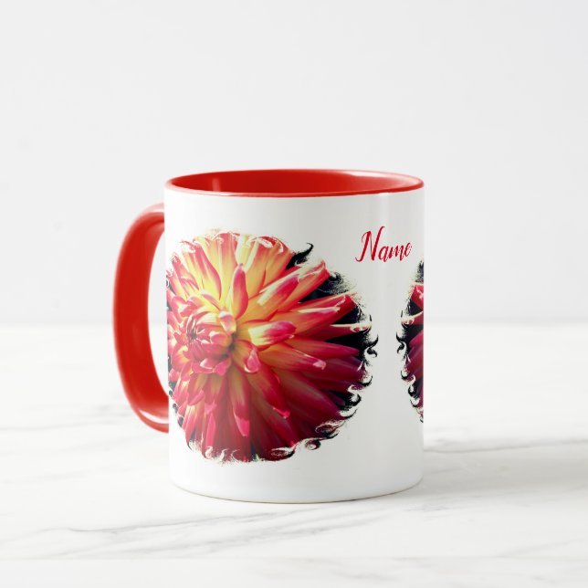 Vibrant Dahlia Flower Personalized Mug (Front Left)