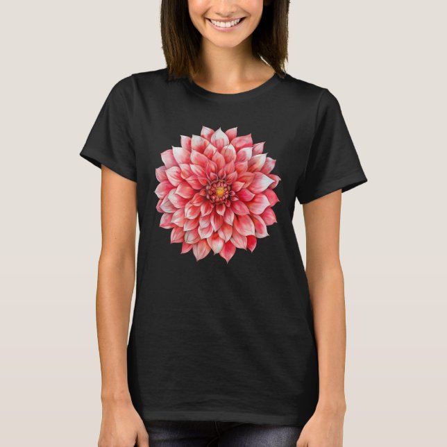 Vibrant Dahlia Mandala Flower Graphic  T-Shirt (Front)