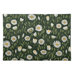 Vibrant Daisy Pattern with Lush Green Accents Cloth Placemat
