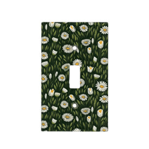 Vibrant Daisy Pattern with Lush Green Accents Light Switch Cover