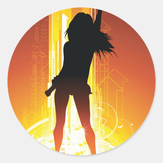 Vibrant Dance Floor Silhouette Pop Art Classic Round Sticker (Front)