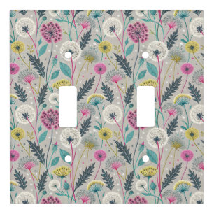 Vibrant Dandelion and Foliage Seamless Pattern Light Switch Cover