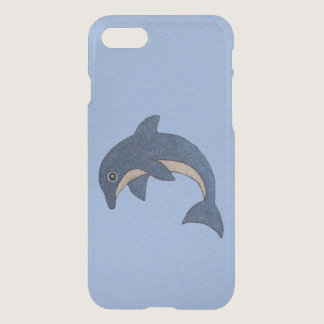 Vibrant Dark Blue Dolphin White Sparkles on Blue iPhone SE/8/7 Case