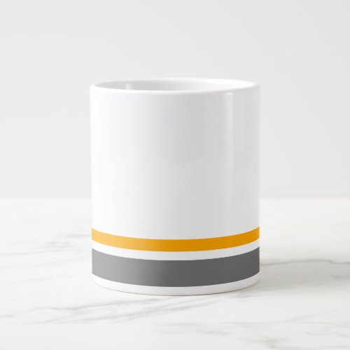 Vibrant Dark Gray Yellow Stripes White Background Giant Coffee Mug