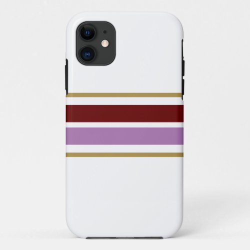 Vibrant Dark Red Lavender Center Racing Stripes iPhone 11 Case