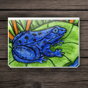 Vibrant Deep Blue Frog Black Spots on Lily Pad HP Laptop Skin