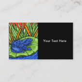 Vibrant Deep Blue Frog on Lily Pad Business Card (Back)