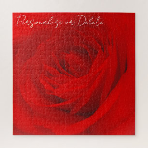 Vibrant Deep Red Rose Romantic Chic Feminine Bold Jigsaw Puzzle