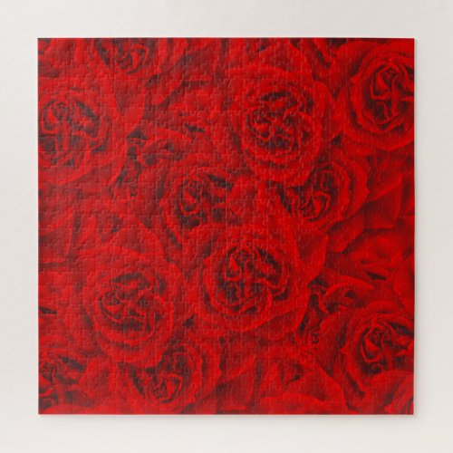 Vibrant Deep Red Roses Romantic Feminine Passion Jigsaw Puzzle