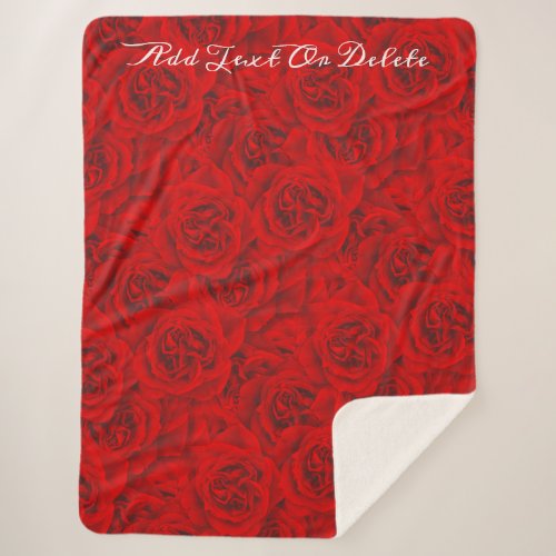 Vibrant Deep Red Roses Romantic Feminine Passion Sherpa Blanket
