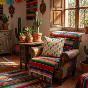 Vibrant Desert Botanical Throw Pillow