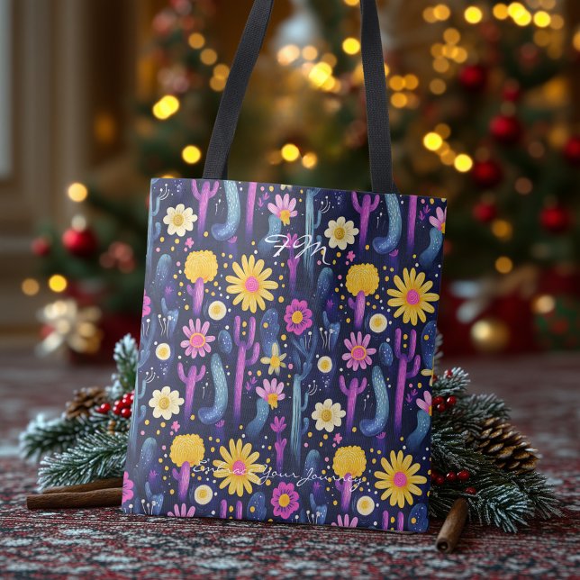 Vibrant Desert Flowers – Colorful Cactus Pattern Tote Bag (Creator Uploaded)