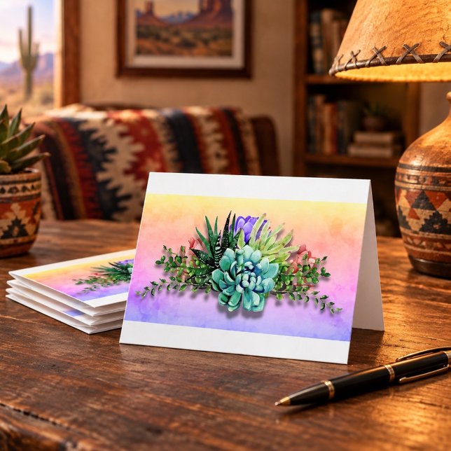 Vibrant Desert Succulent Botanical Note Card (Creator Uploaded)