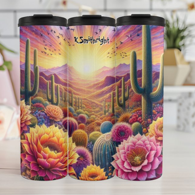 Vibrant Desert Sunset Bloom Thermal Tumbler (Creator Uploaded)