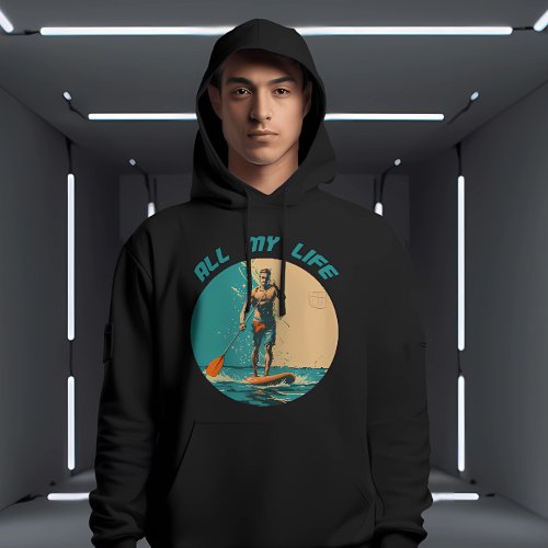 Vibrant design with man on sup paddle board hoodie