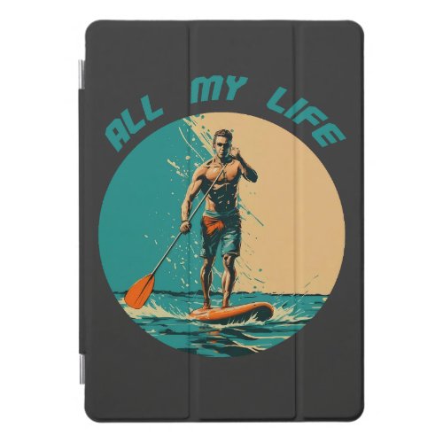 Vibrant design with man on sup paddle board iPad pro cover