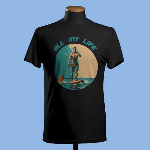 Vibrant design with man on sup paddle board T_Shirt