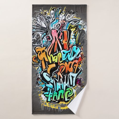 Vibrant Design with Street Art Bath Towel