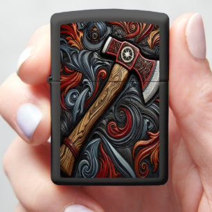 Vibrant Designs Around Fireman's Axe Zippo Lighter