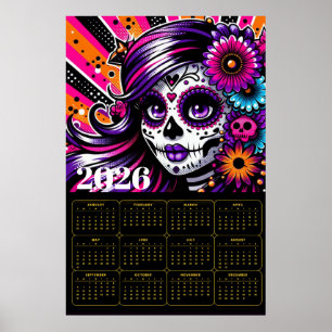 Vibrant Día de los Muertos Sugar Skull Art  Poster