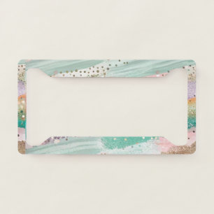 Vibrant Diagonal Brushstroke Pattern (2) License Plate Frame