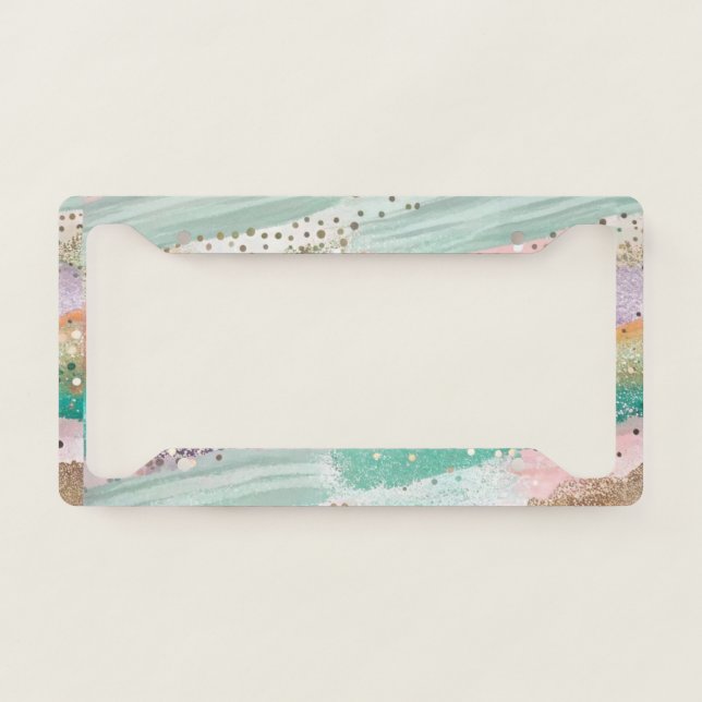 Vibrant Diagonal Brushstroke Pattern (2) License Plate Frame (Front)