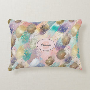 Vibrant Diagonal Brushstroke Pattern Accent Pillow