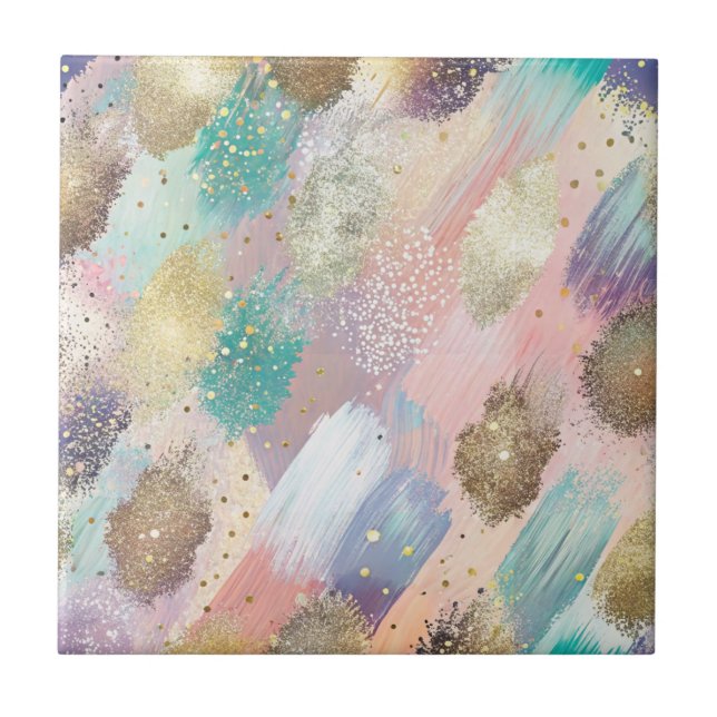 Vibrant Diagonal Brushstroke Pattern Ceramic Tile (Front)