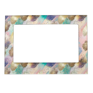 Vibrant Diagonal Brushstroke Pattern Magnetic Frame