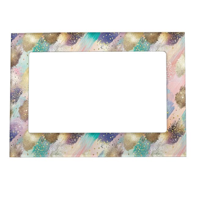 Vibrant Diagonal Brushstroke Pattern Magnetic Frame (Front)