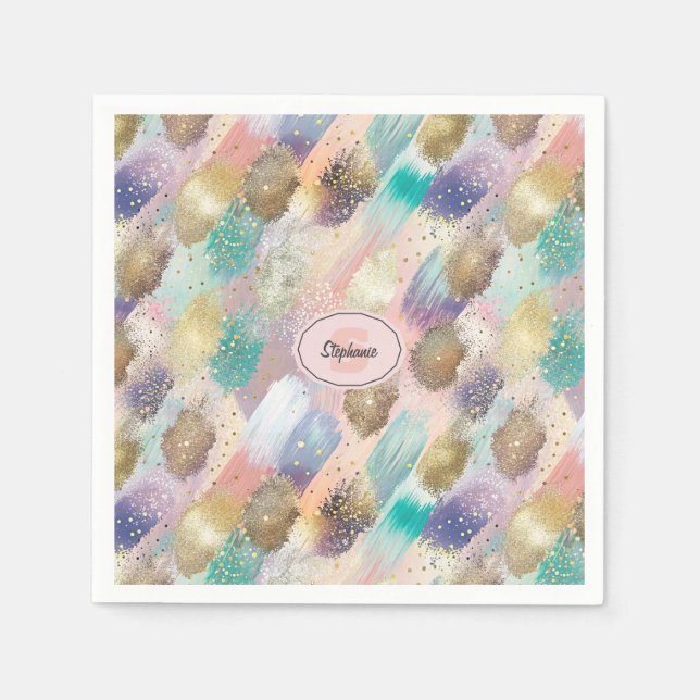 Vibrant Diagonal Brushstroke Pattern Napkins (Front)