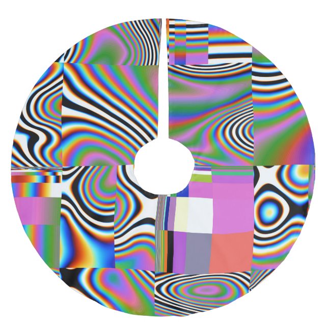 Vibrant Digital Abstract Geometric Background Brushed Polyester Tree Skirt (Front)