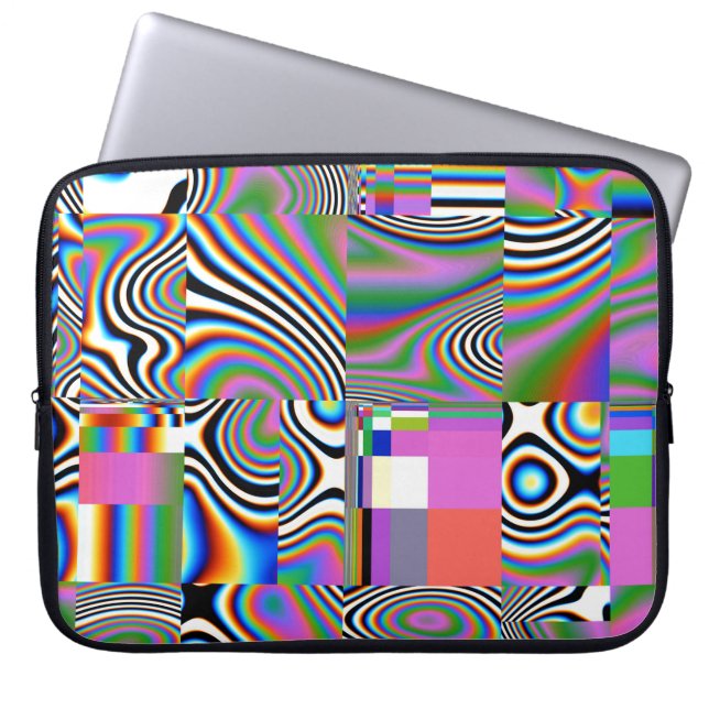 Vibrant Digital Abstract Geometric Background Laptop Sleeve (Front)
