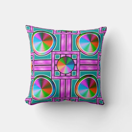 Vibrant Digital Art Throw Pillow - Colorful Home D