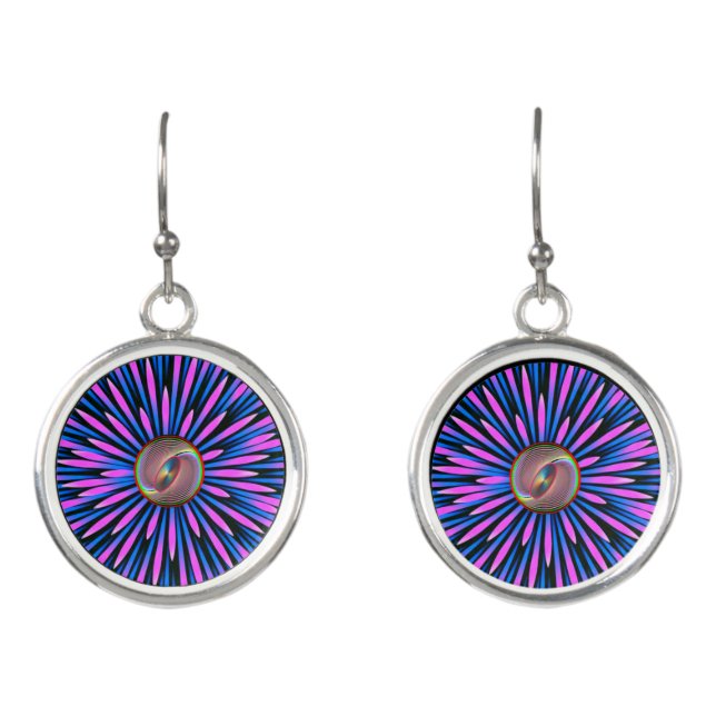 Vibrant Digital Design Drop Earrings – Colourful & (Front)