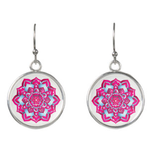 Vibrant Digital Design Drop Earrings – Colourful &