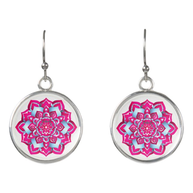 Vibrant Digital Design Drop Earrings – Colourful & (Front)