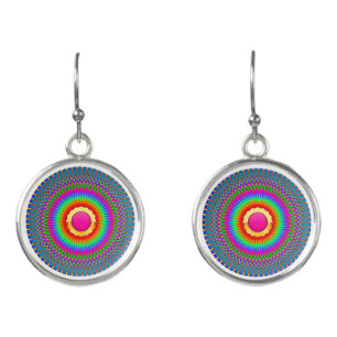 Vibrant Digital Design Drop Earrings – Colourful &