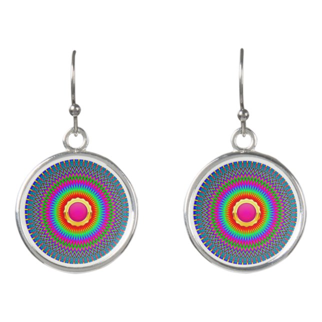 Vibrant Digital Design Drop Earrings – Colourful & (Front)