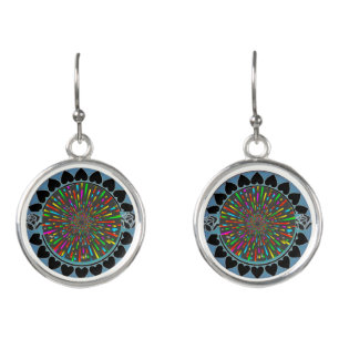 Vibrant Digital Design Drop Earrings – Colourful &