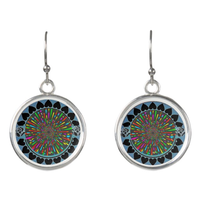 Vibrant Digital Design Drop Earrings – Colourful & (Front)