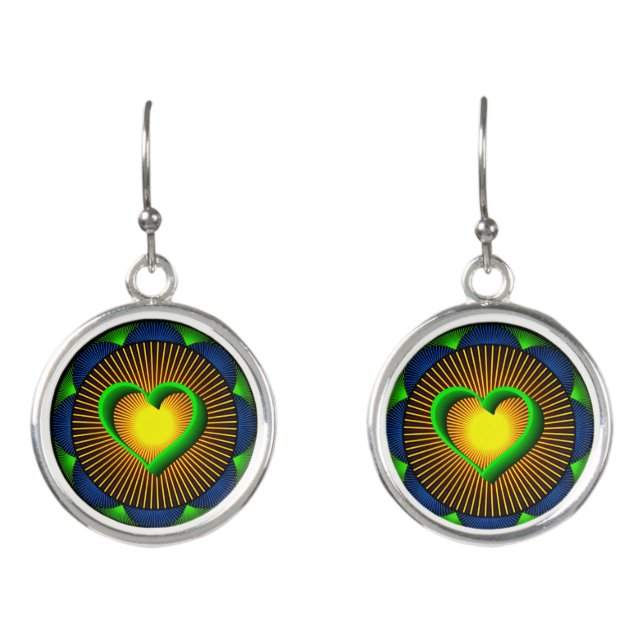 Vibrant Digital Design Drop Earrings – Colourful & (Front)