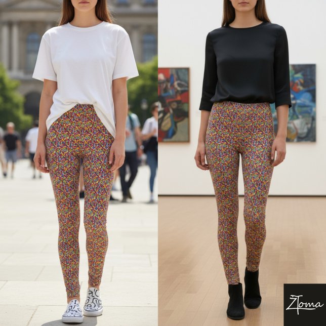 Vibrant Digital Static Glitch Noise Repeat Leggings (Creator Uploaded)