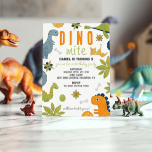 Vibrant Dino-Mite Birthday Invitation