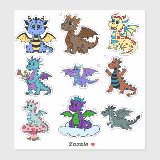 Vibrant Dinosaur Sticker Set for Kids - Fun & Colo (Sheet)