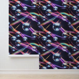 Vibrant Disco Ball Rainbow Swirls Peel and Stick Wallpaper