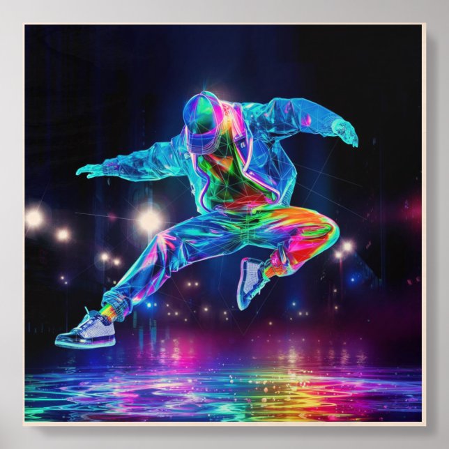 Vibrant Disco Night Dance Painting Wood Photo Tile (Front Set)
