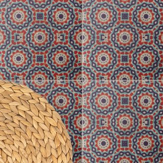 Vibrant Distressed Ottoman Geometric Motifs