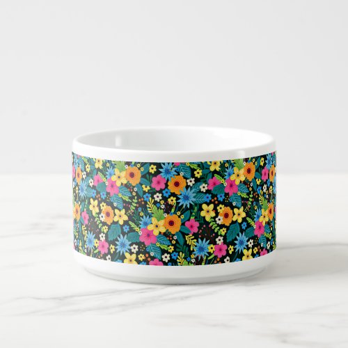 Vibrant Ditsy Colorful Flowers Floral Pattern Bowl