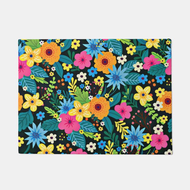 Vibrant Ditsy Flowers Floral Pattern Design-43785 Doormat (Front)
